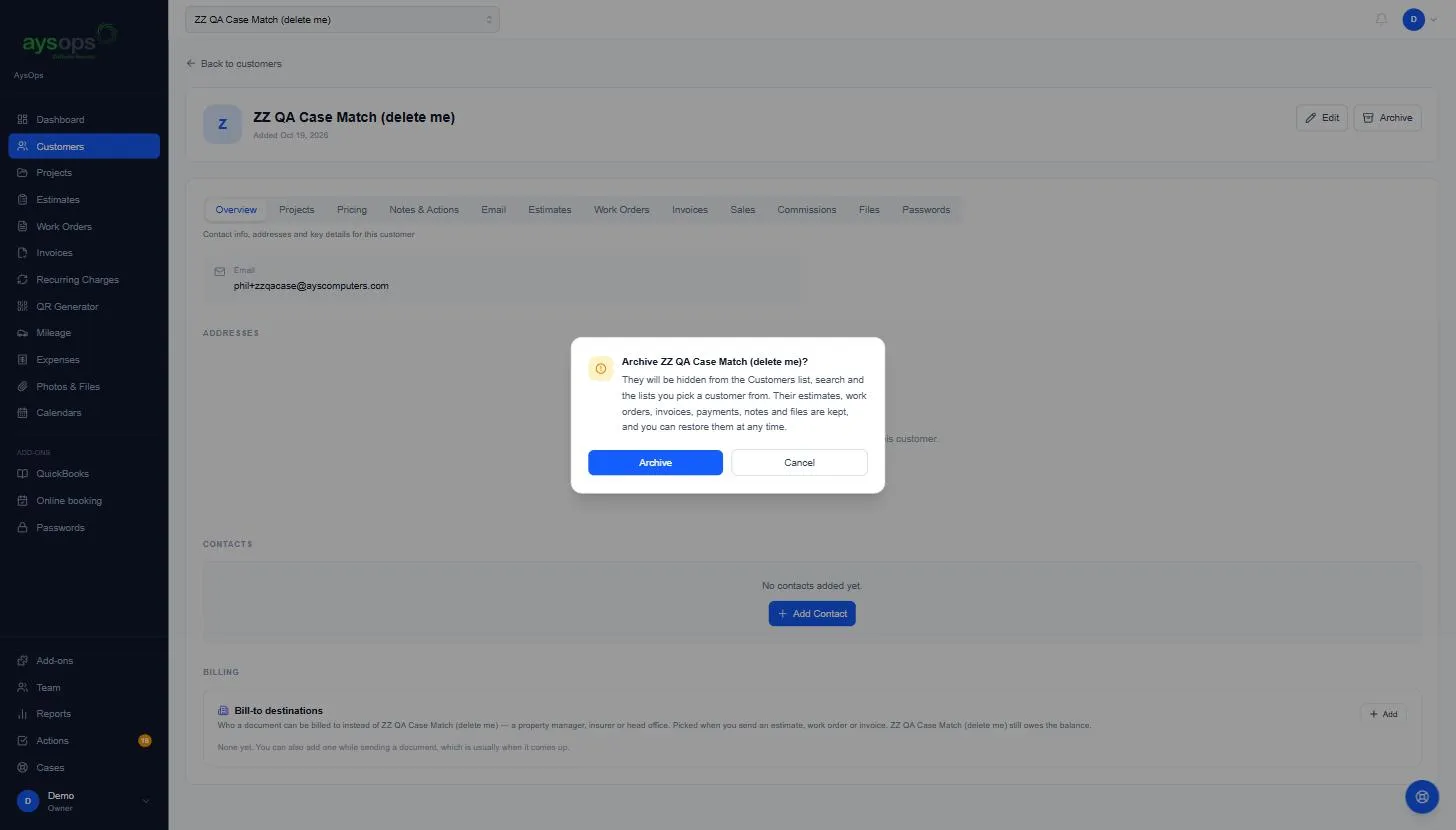 Archive this customer?