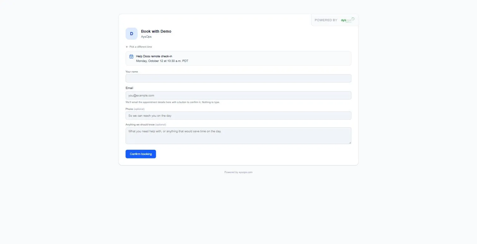 The customer’s details form