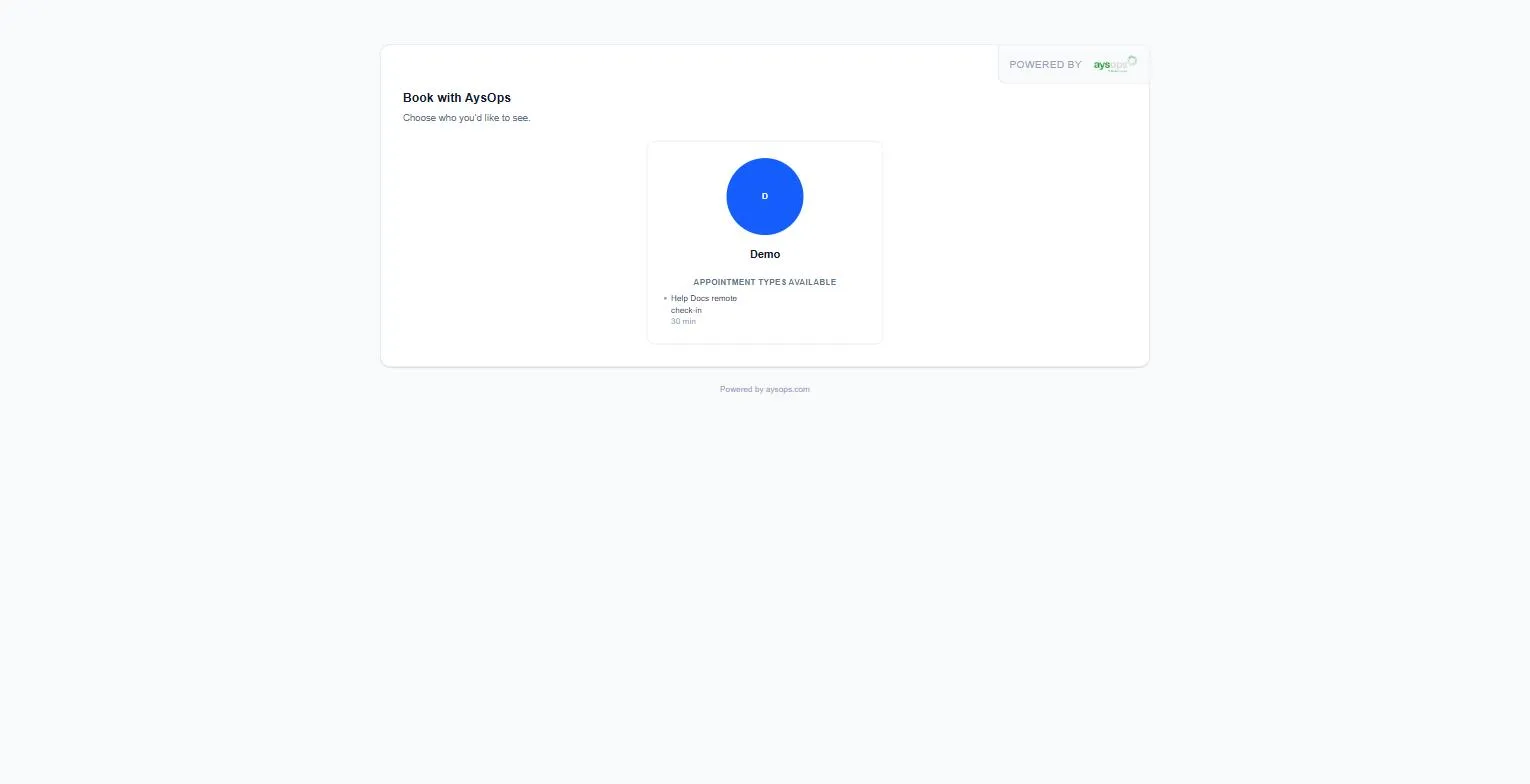 The public booking page