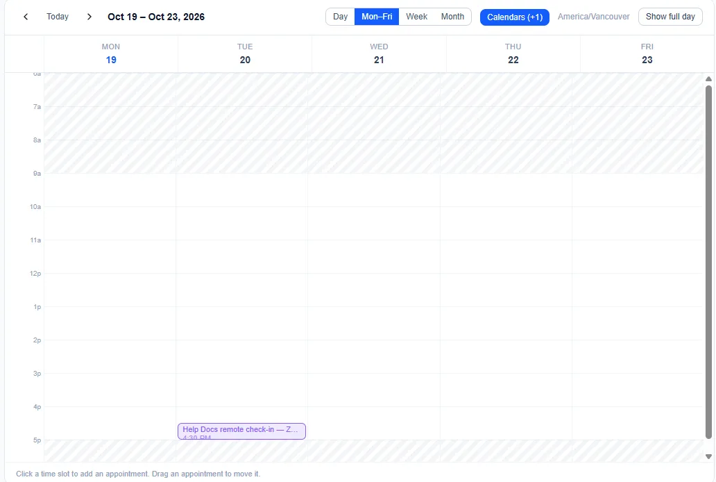 The work calendar