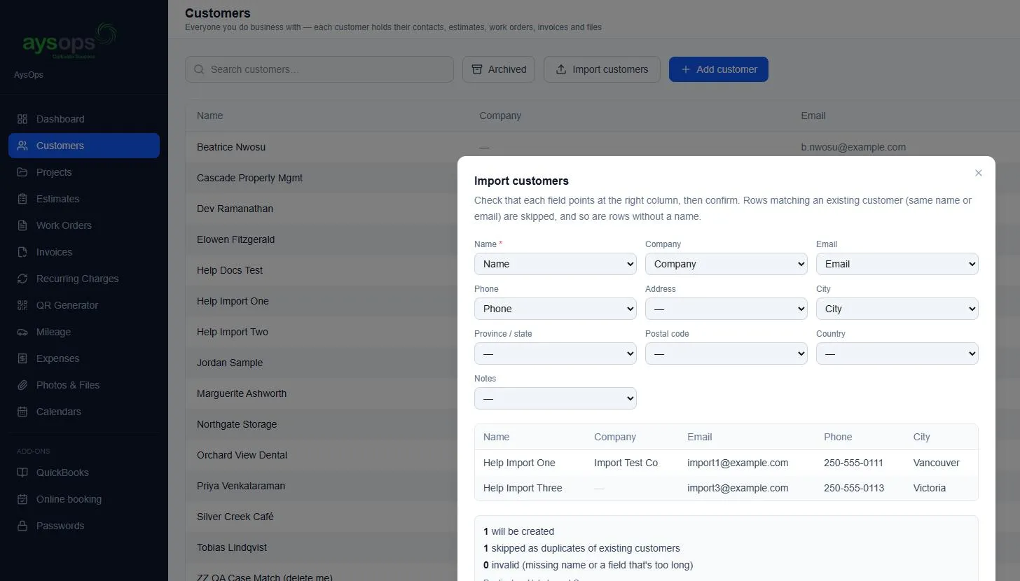 Matching columns and the preview