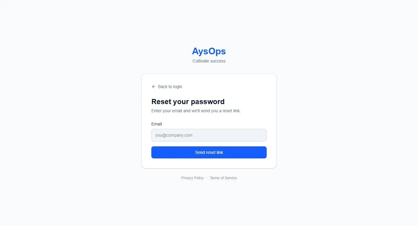 The Reset your password page